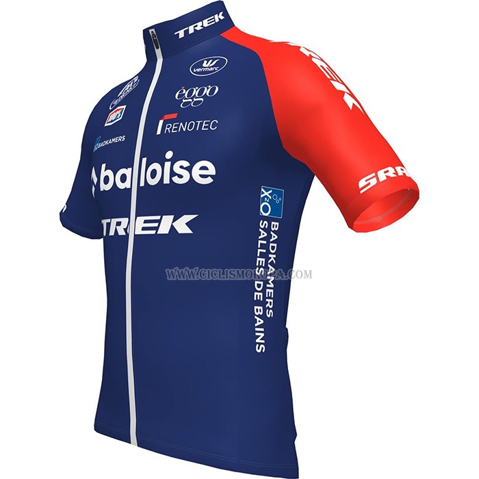 2023 Ropa Ciclismo Trek Azul Rojo Mangas Cortas y Culotte Corto